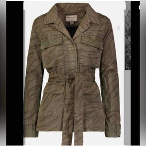 MARRAKECH DEMI BELTED ANIMAL PRINT MILITARY GREEN UTILITY WOMENS JACKET SIZE S